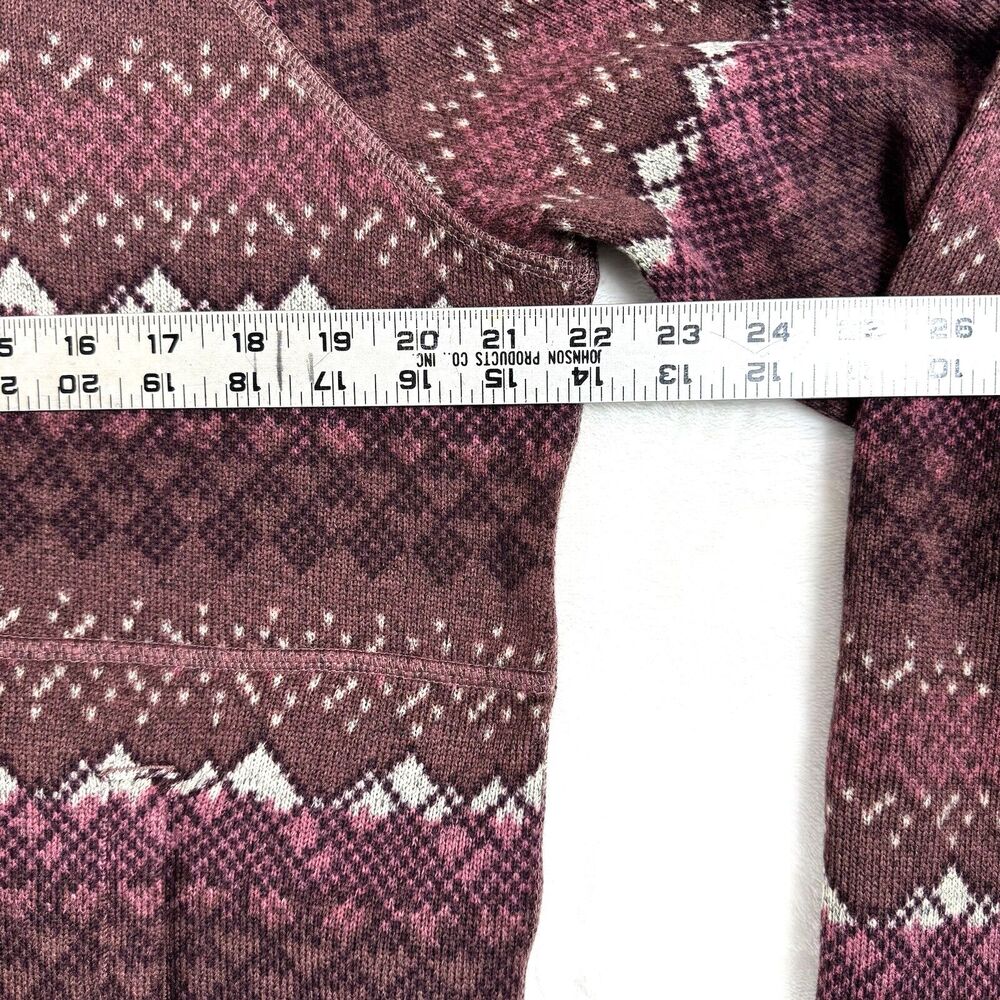 The North Face 1/4 Zip Women’s L Nordic Pattern Red/Brown Pullover Sweater-knit - Picture 8 of 10